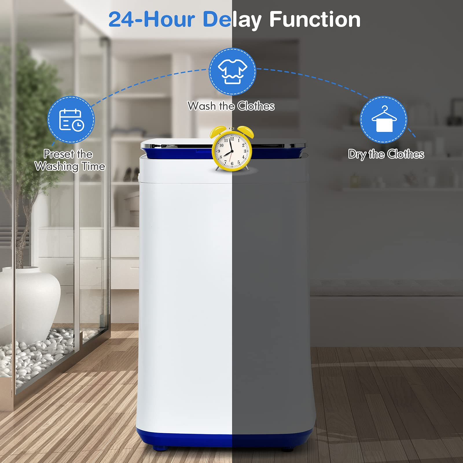 Full Automatic Washing Machine, 2 In 1 Laundry Washer for Apartment