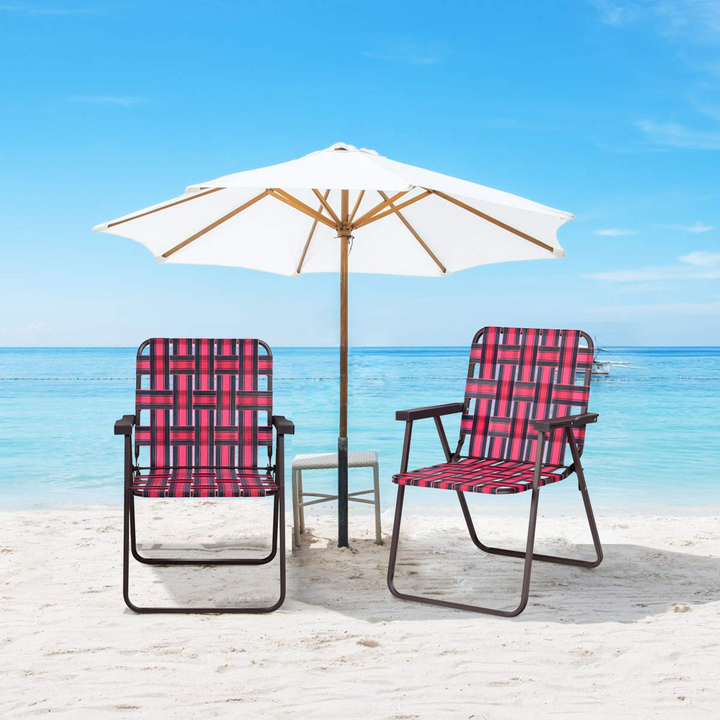 Giantex Folding Lawn Chairs Set of 6 Outdoor Portable Beach Chair W/Stable Steel Frame