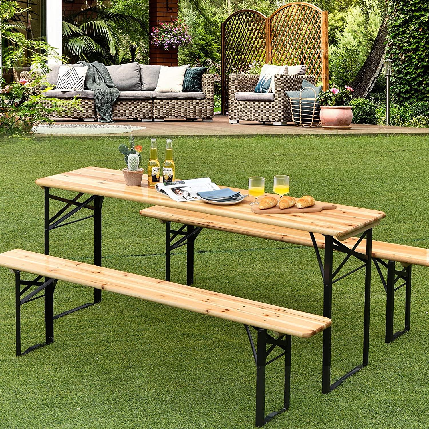 70" 3-Piece Portable Folding Picnic Beer Table