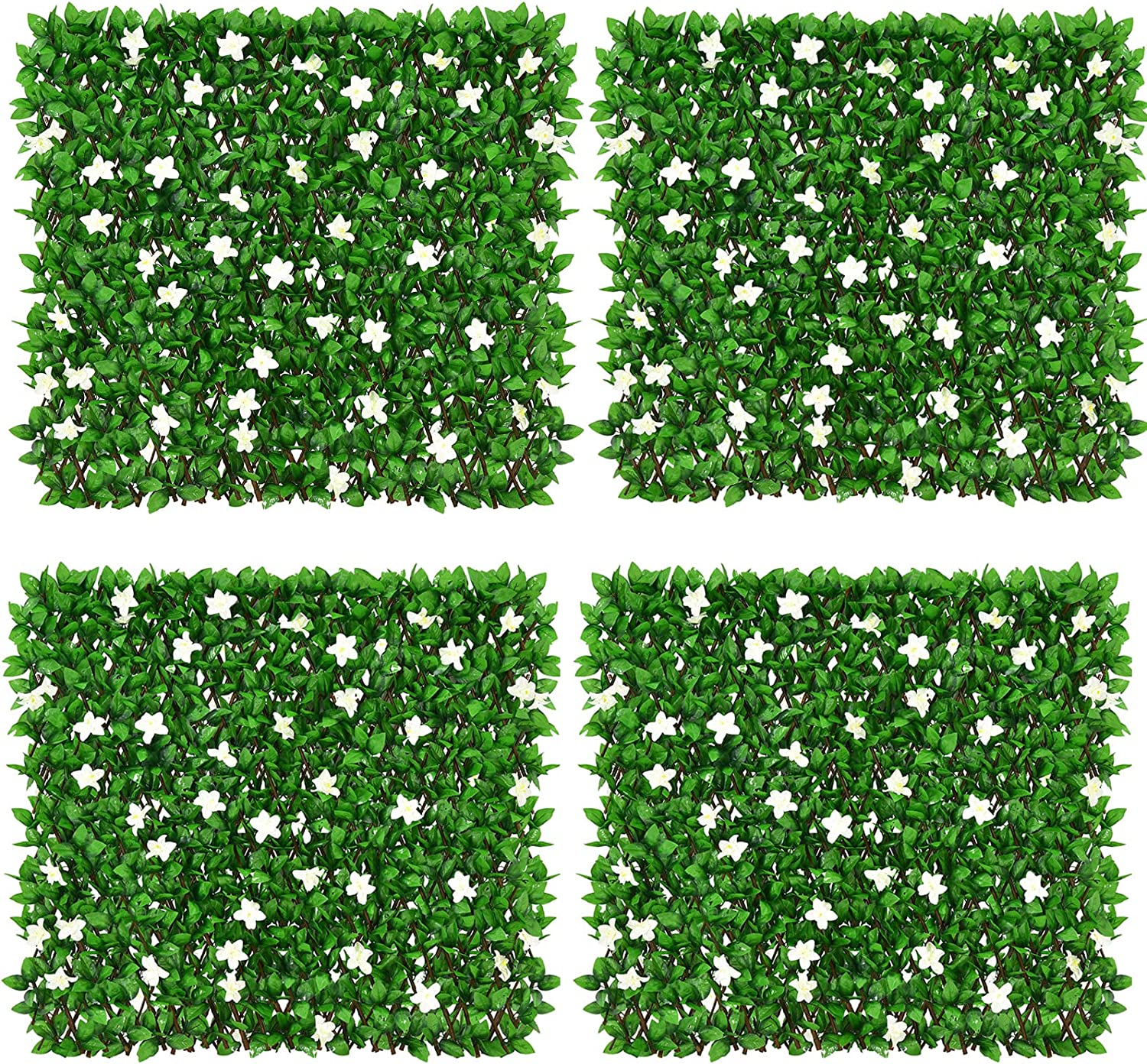 Expandable Fence with Leaves, 6.5ft Privacy Screen Decorative Fake Ivy Fencing Panel