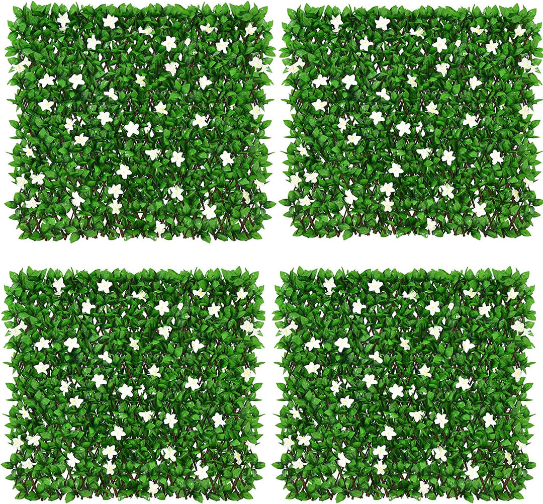 Expandable Fence with Leaves, 6.5ft Privacy Screen Decorative Fake Ivy Fencing Panel