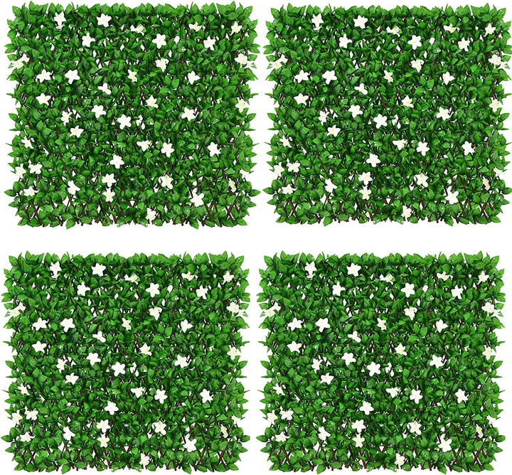 Expandable Fence with Leaves, 6.5ft Privacy Screen Decorative Fake Ivy Fencing Panel