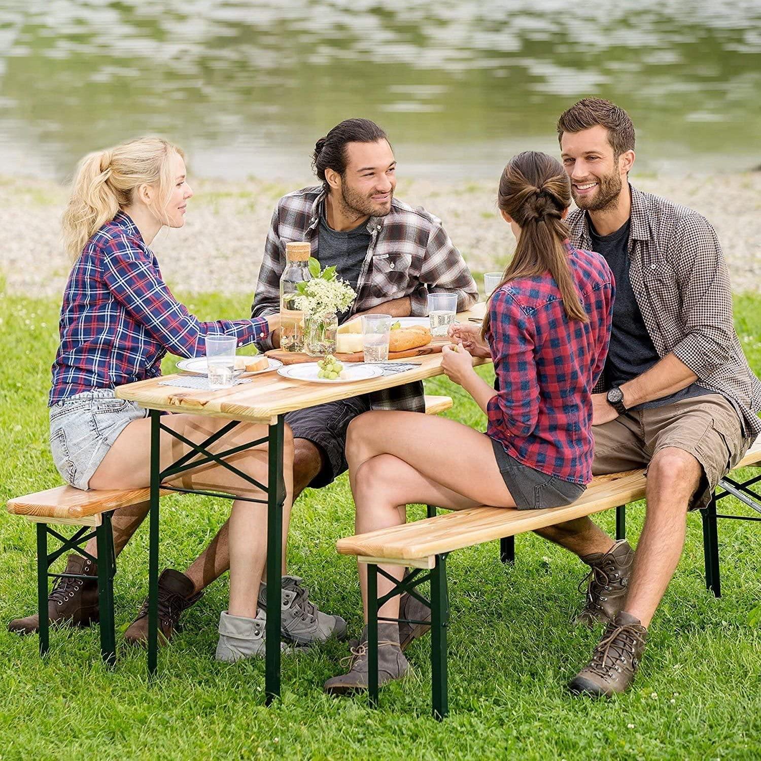 70" 3-Piece Portable Folding Picnic Beer Table