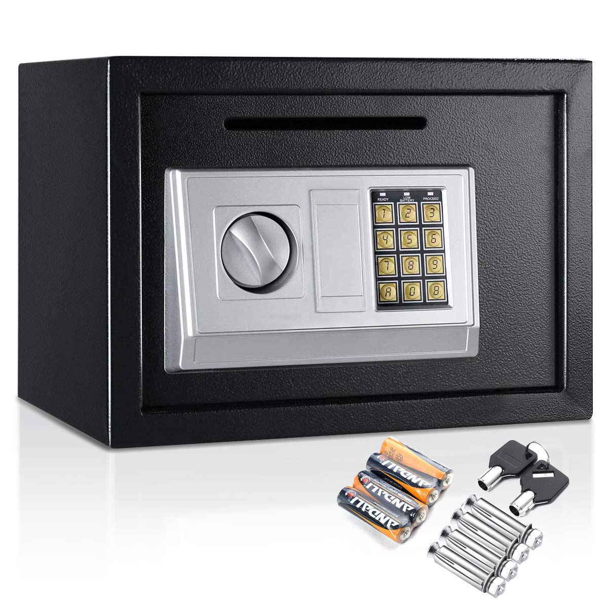 Giantex 14" Digital Depository Drop Gun Jewelry Home Hotel Lock Cash Safe Box (Black)