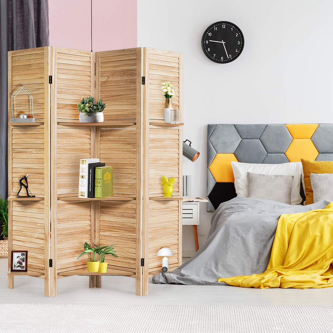 Giantex 4 Panel 5.6 Ft Tall Wood Room Divider