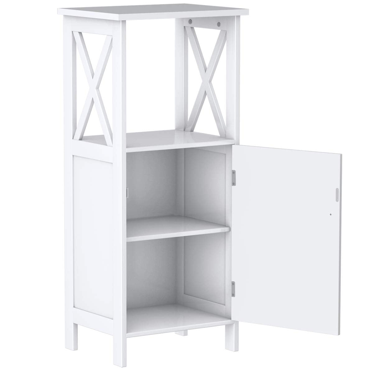 Giantex Floor Storage Cabinet Freestanding W/One Door Cabinet & Adjustable Shelf Bathroom Storage Organizer Cabinet,White