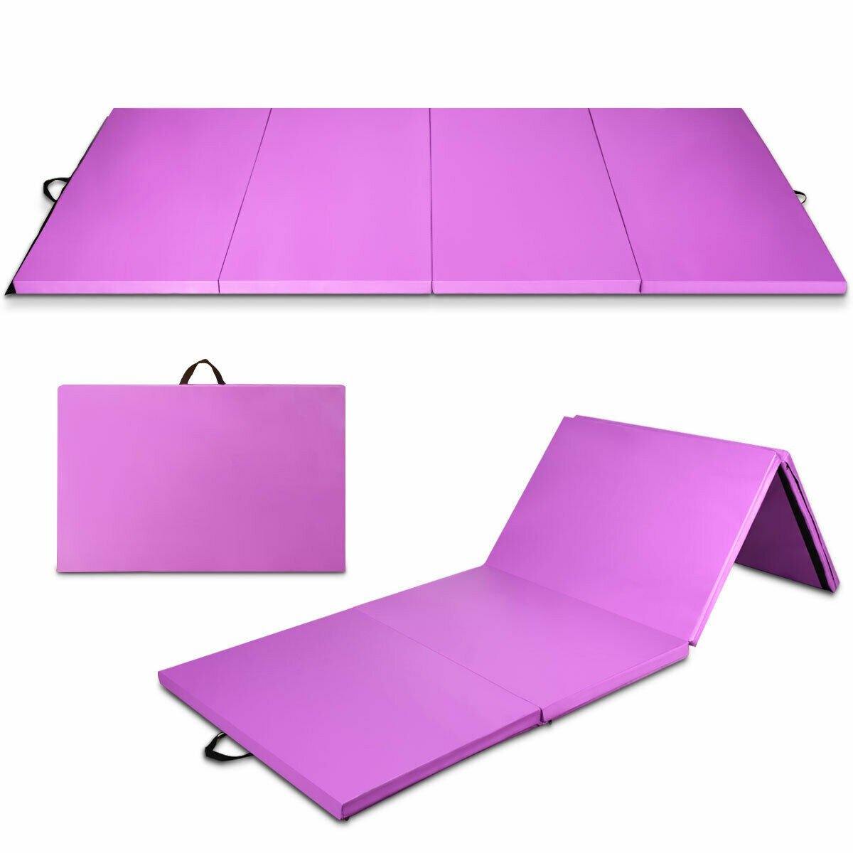 4'x8'x2 Gymnastics Mat, Folding Anti-Tear Gymnastics Panel Mats w/Carrying Handles - Giantexus