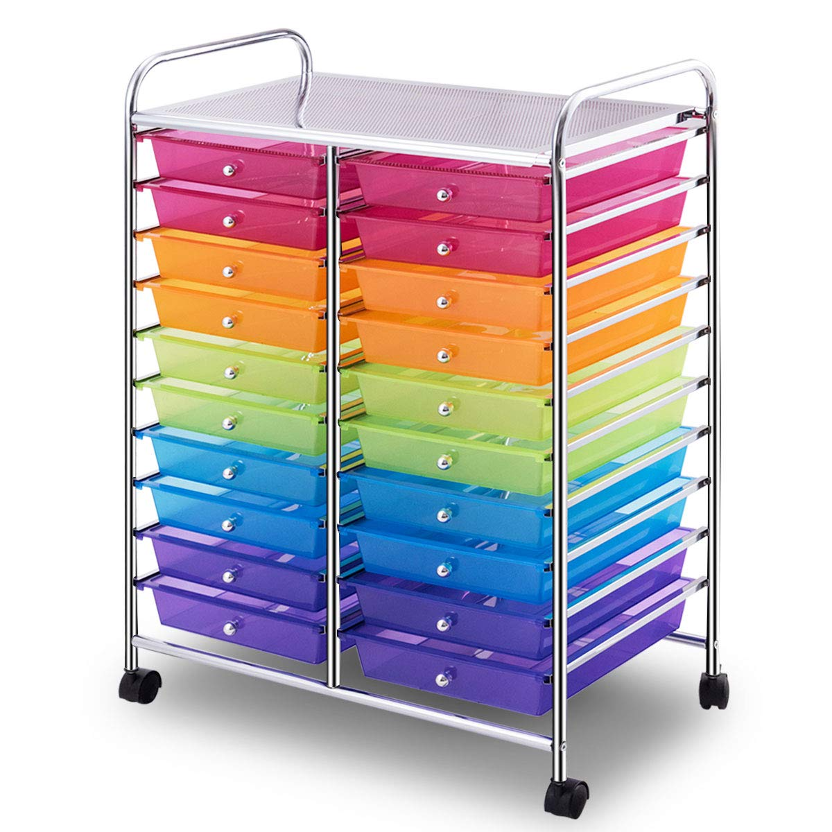 Giantexus Giantex Storage Drawer Carts, 20-Drawer Organizer, Utility Cart on Wheels, Multicolor2