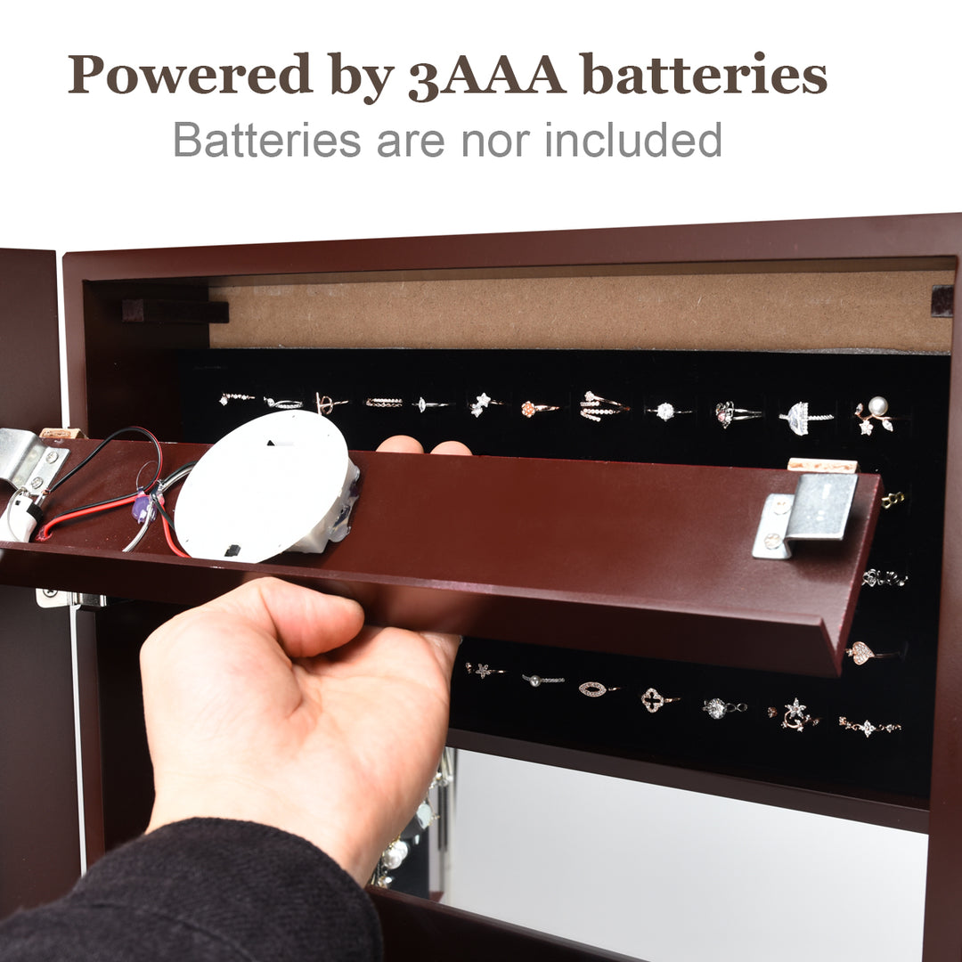  15 LEDs Wall Door Mounted Jewelry Armoire with Mirror - Giantex