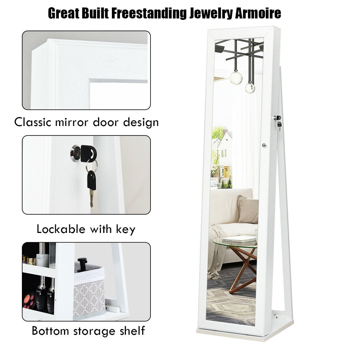 CHARMAID | Standing Jewelry Armoire - Giantexus