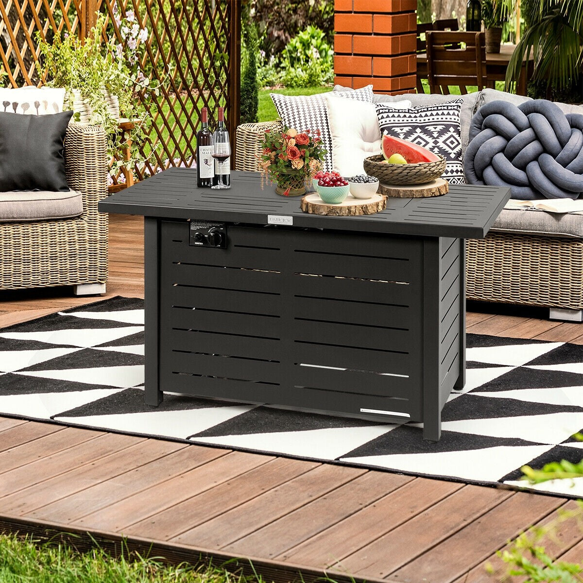 Propane Fire Pit Table, 42 Inch 60,000 BTU Rectangular Gas Fire Pit Table