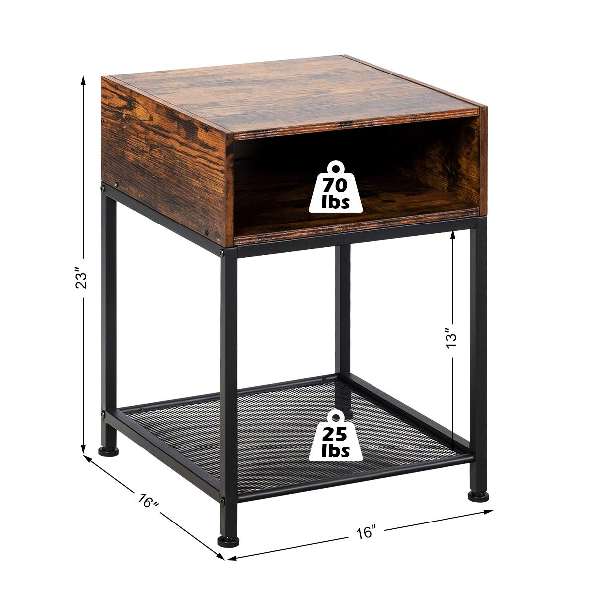 Giantex End Table Industrial W/Open Compartment