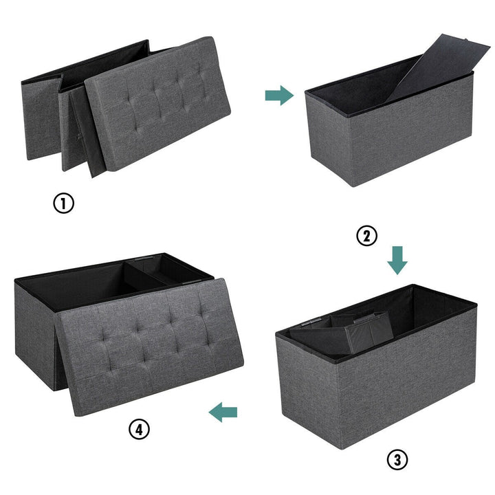 Storage Ottoman Footrest 31.5 Inch Fold-able Toy Organizers