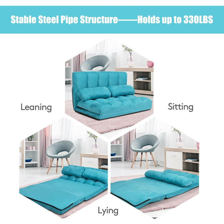 Adjustable Floor Sofa, Foldable Lazy Sofa Sleeper Bed 6-Position Adjustable,2 Pillows - Giantexus
