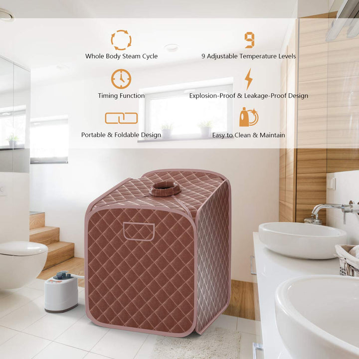 Giantex Portable Steam Sauna Spa 2L Folding Private Sauna Tent W/Chair Foot
