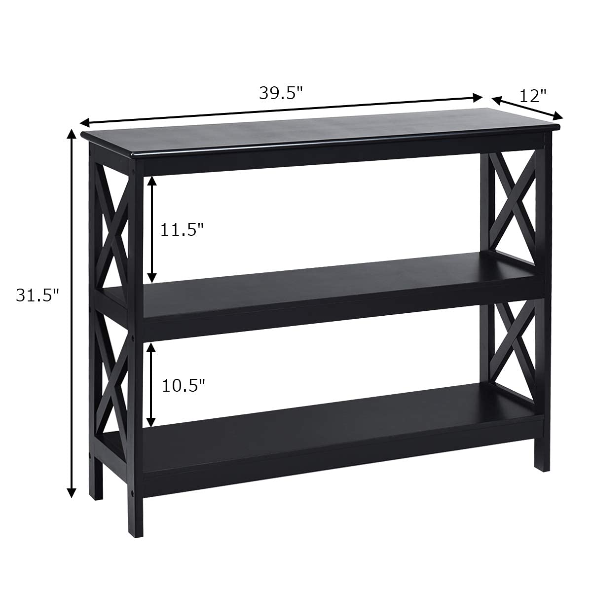 Giantex Console Table with Storage Shelves and X-Shape-Design Bookshelf Narrow Accent Table