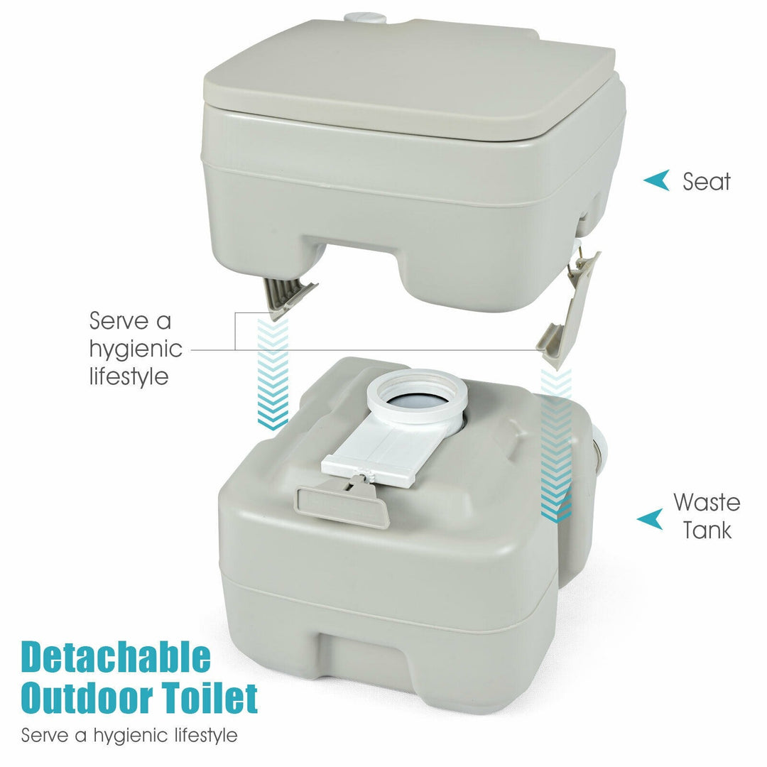 Portable Toilet 5.3 Gallon with Powerful Push Pump
