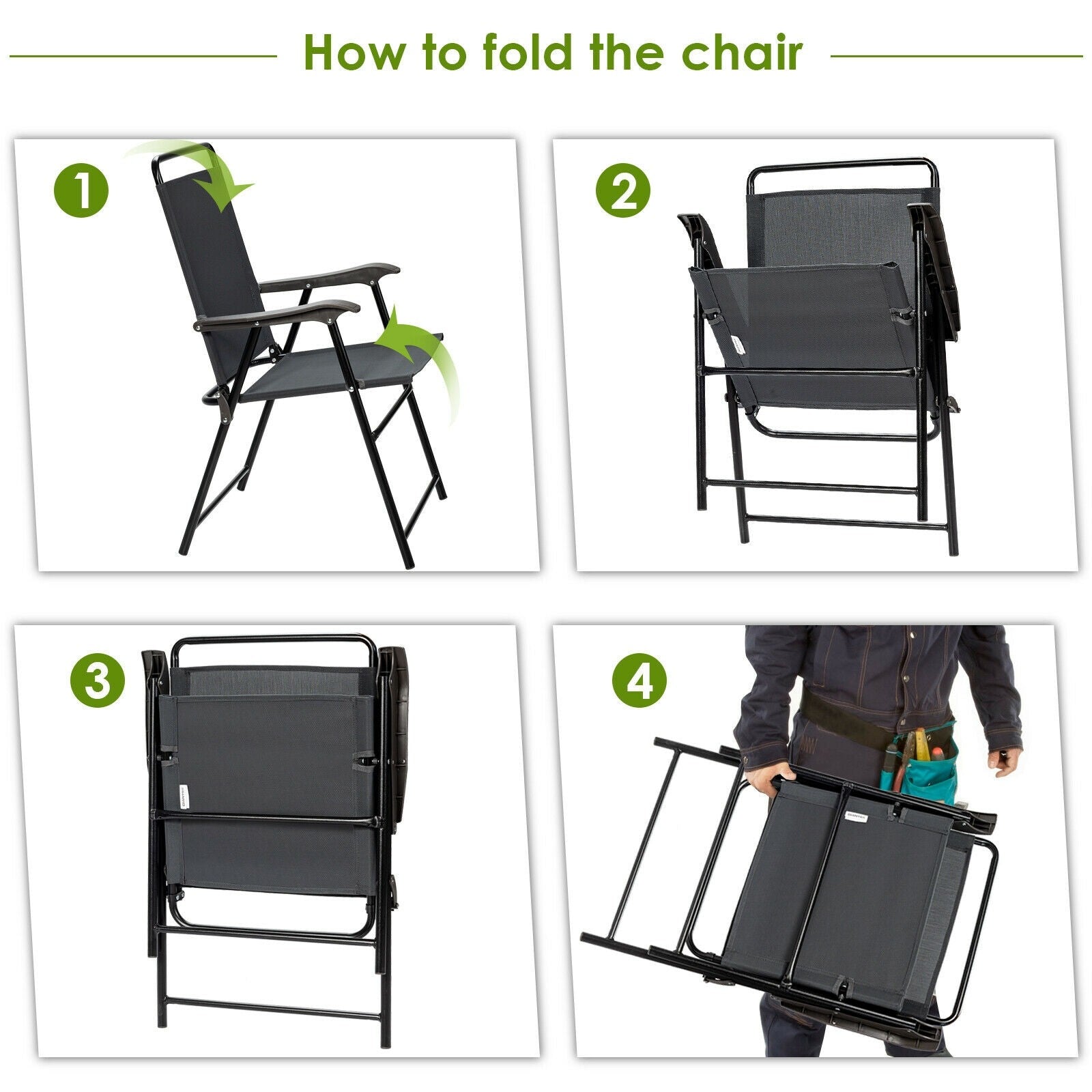 Set of 4 Folding Patio Chairs, Patio Dining Chairs