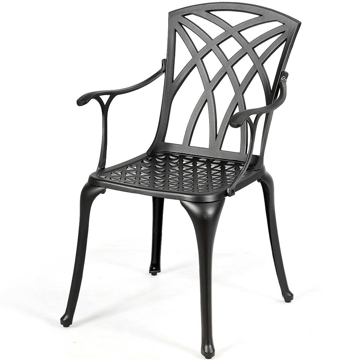 Set of 2 Outdoor Dining Chairs, Cast Aluminum Chairs with Armrest