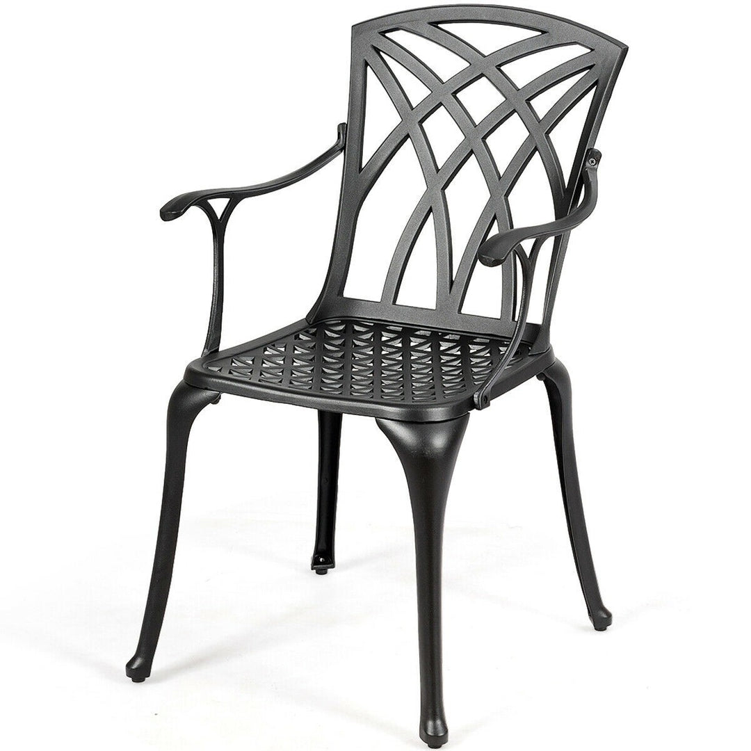 Set of 2 Outdoor Dining Chairs, Cast Aluminum Chairs with Armrest