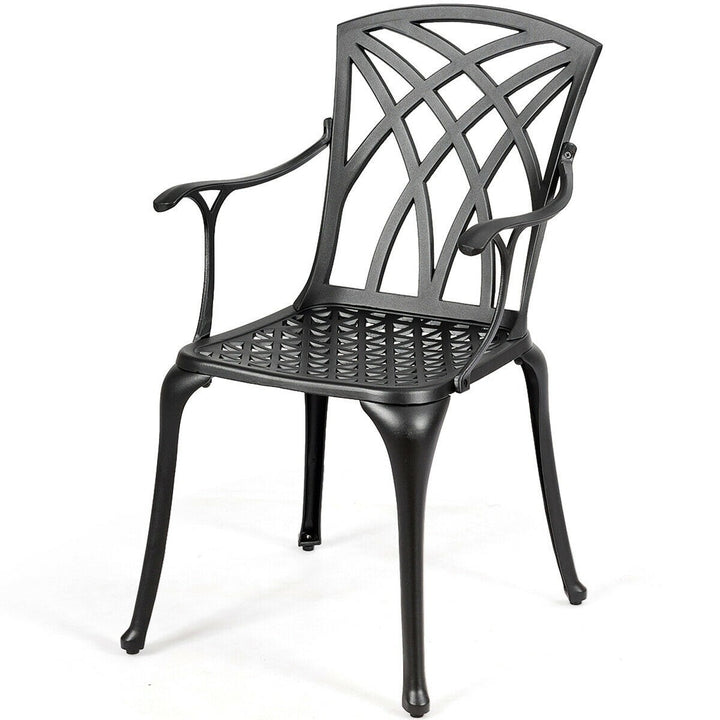 Set of 2 Outdoor Dining Chairs, Cast Aluminum Chairs with Armrest