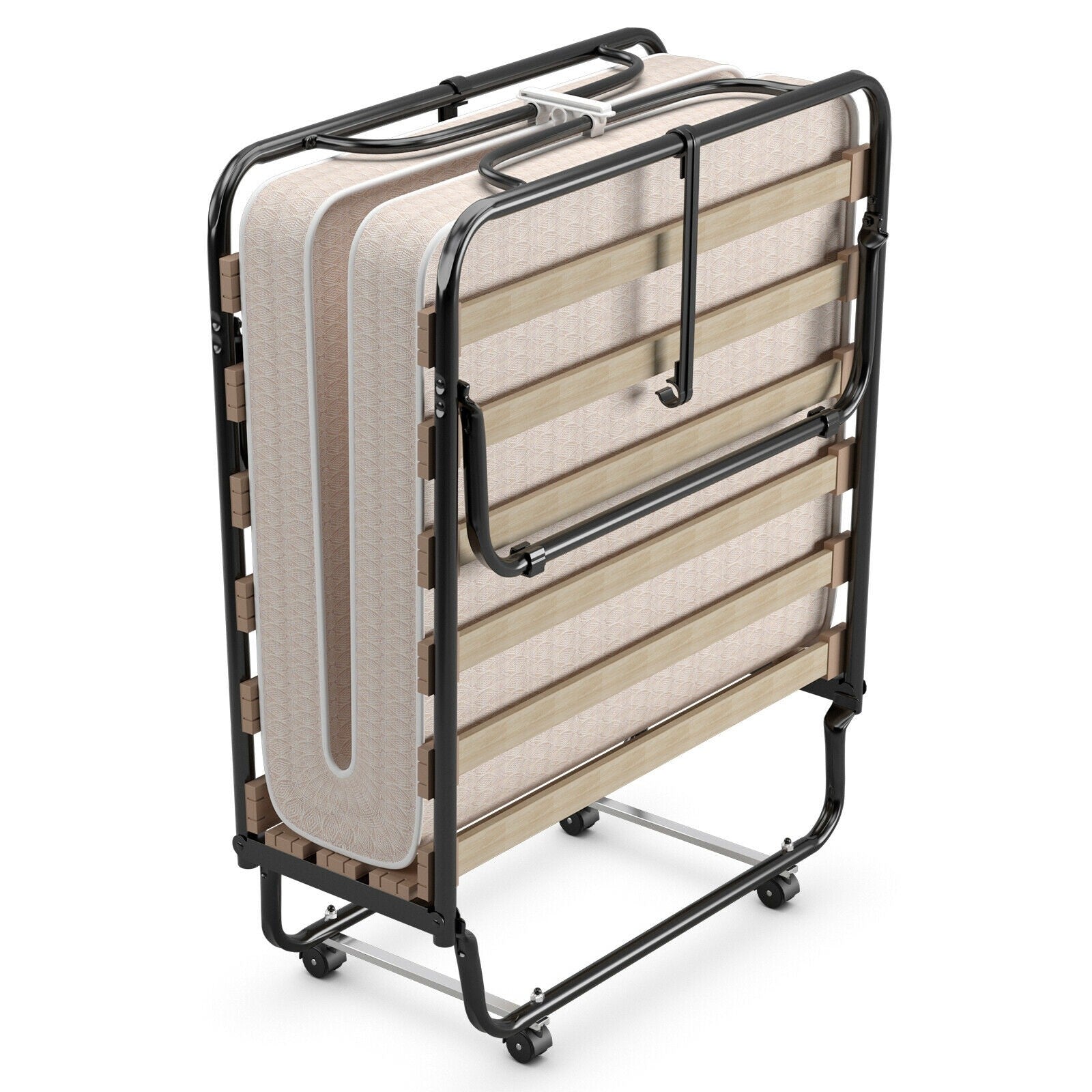 Folding Bed with Mattress Rollaway Guest Bed