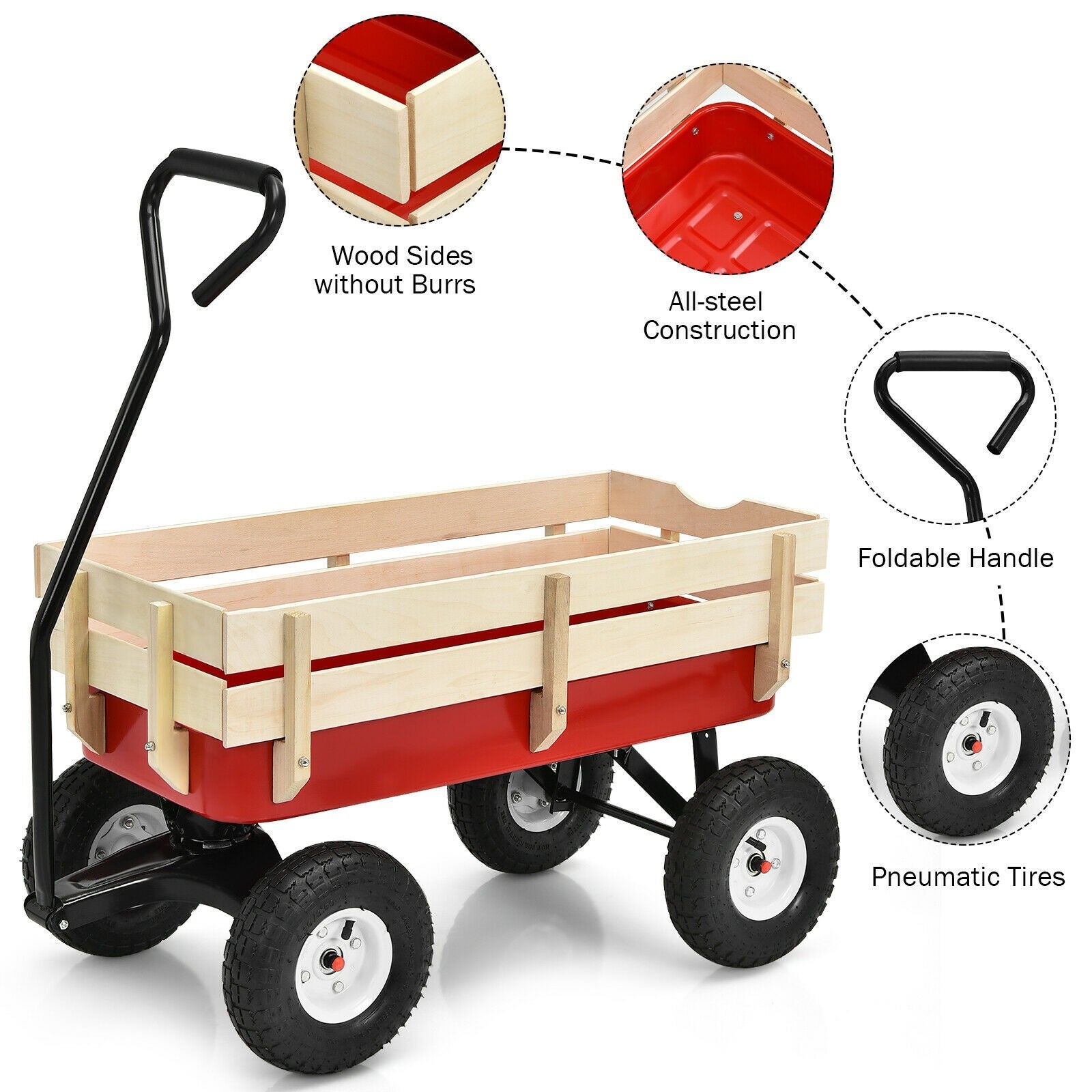 All Terrain Cargo Wagon Wood Railing - Giantexus