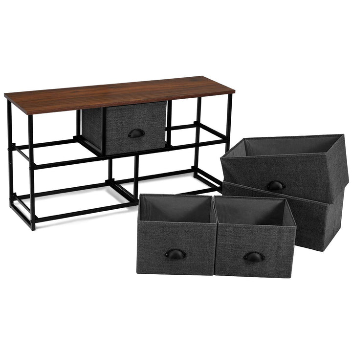 Giantex Dresser Storage Tower W/ 5 Foldable Cloth Storage Cubes