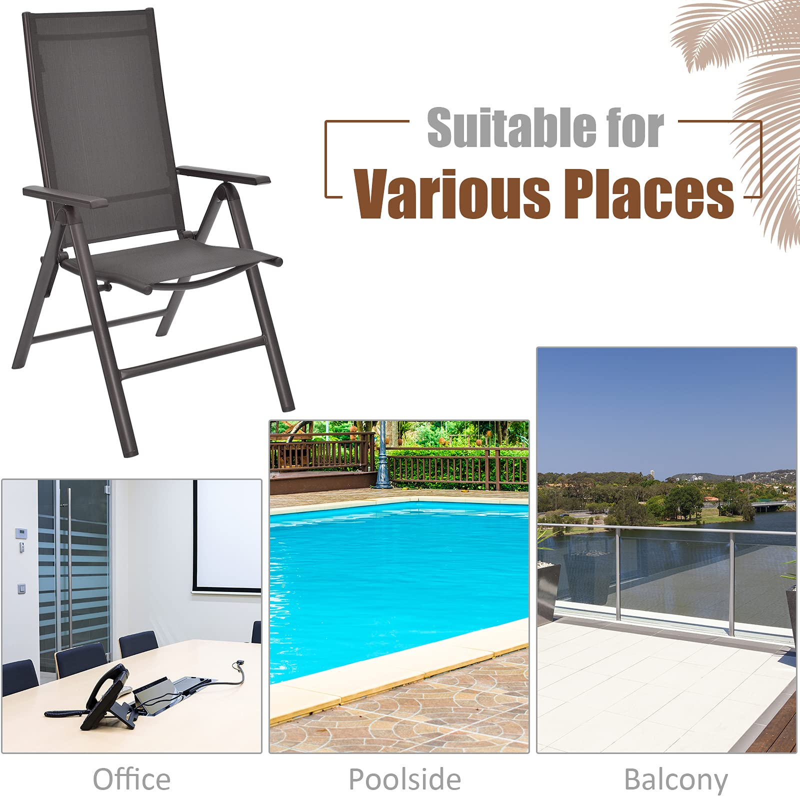 Giantex Patio Dining Chairs for Camping Pool Beach Yard No Assembly