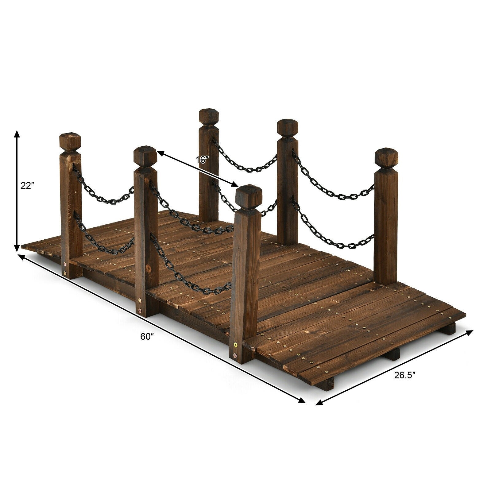 Giantex 5 ft Wooden Garden Bridge