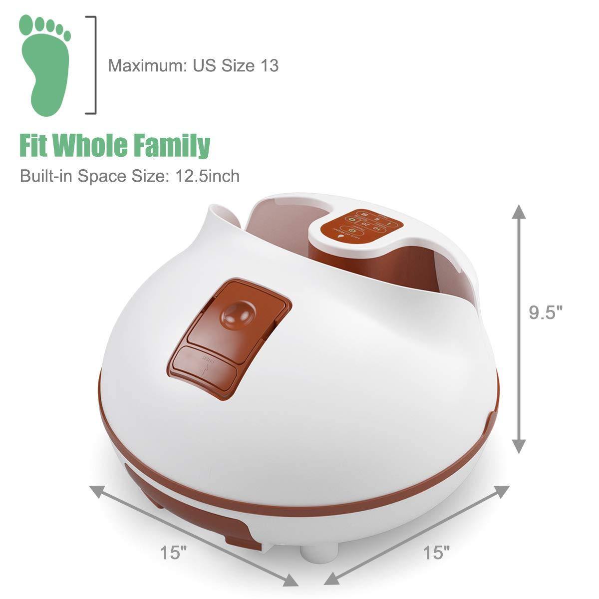 Giantex Steam Foot Spa Bath Massager w/3 Heat Levels, Pedicure Massage Rollers, Foot Spa Massager for Stress Relief (Brown/Gray) - Giantexus