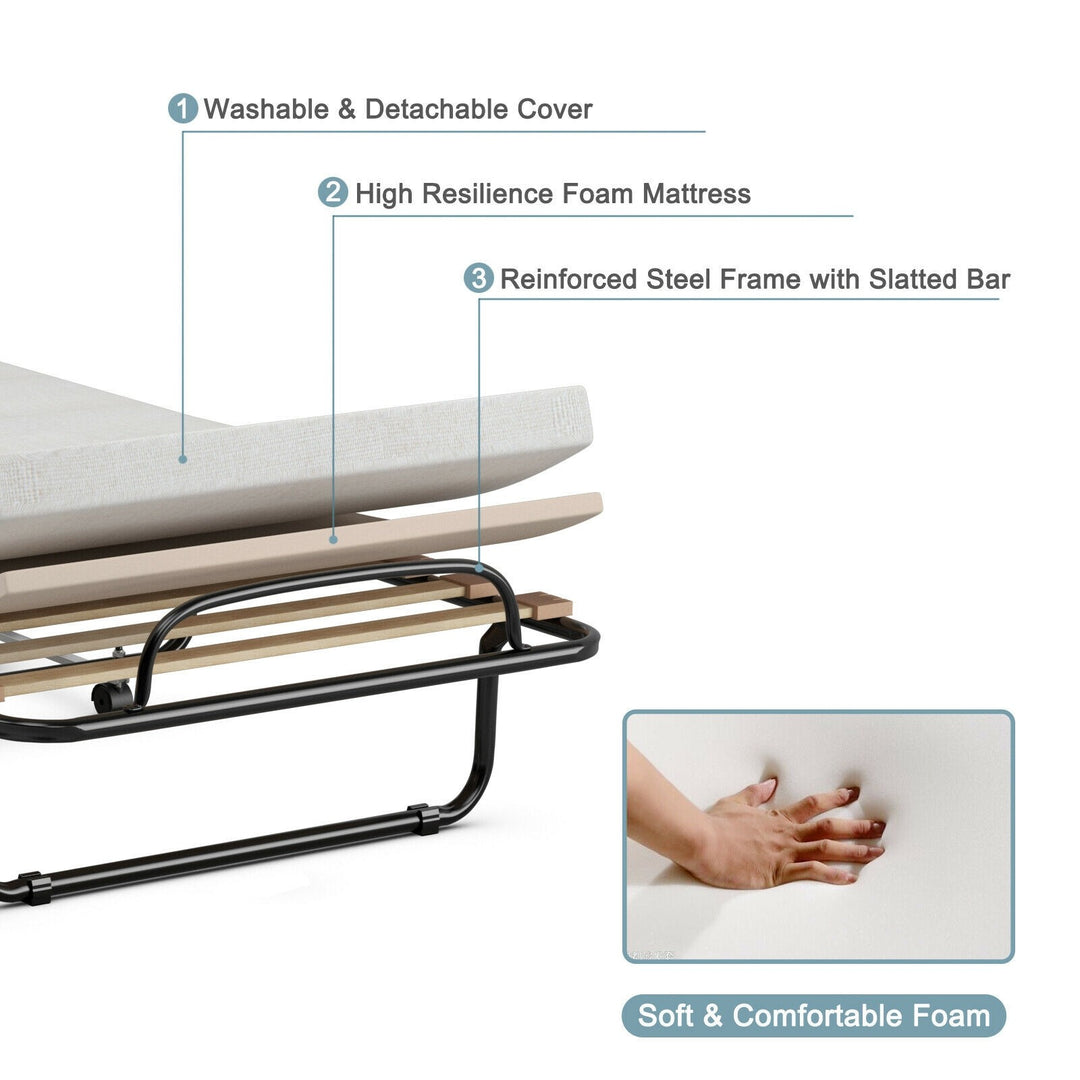 Rollaway Guest Bed W/Foam Mattress
