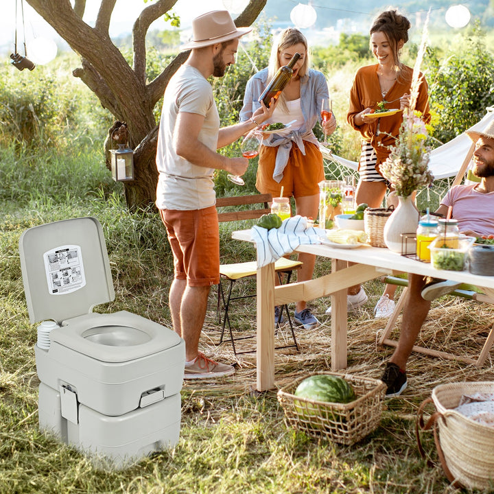 Portable Toilet 5.3 Gallon with Powerful Push Pump