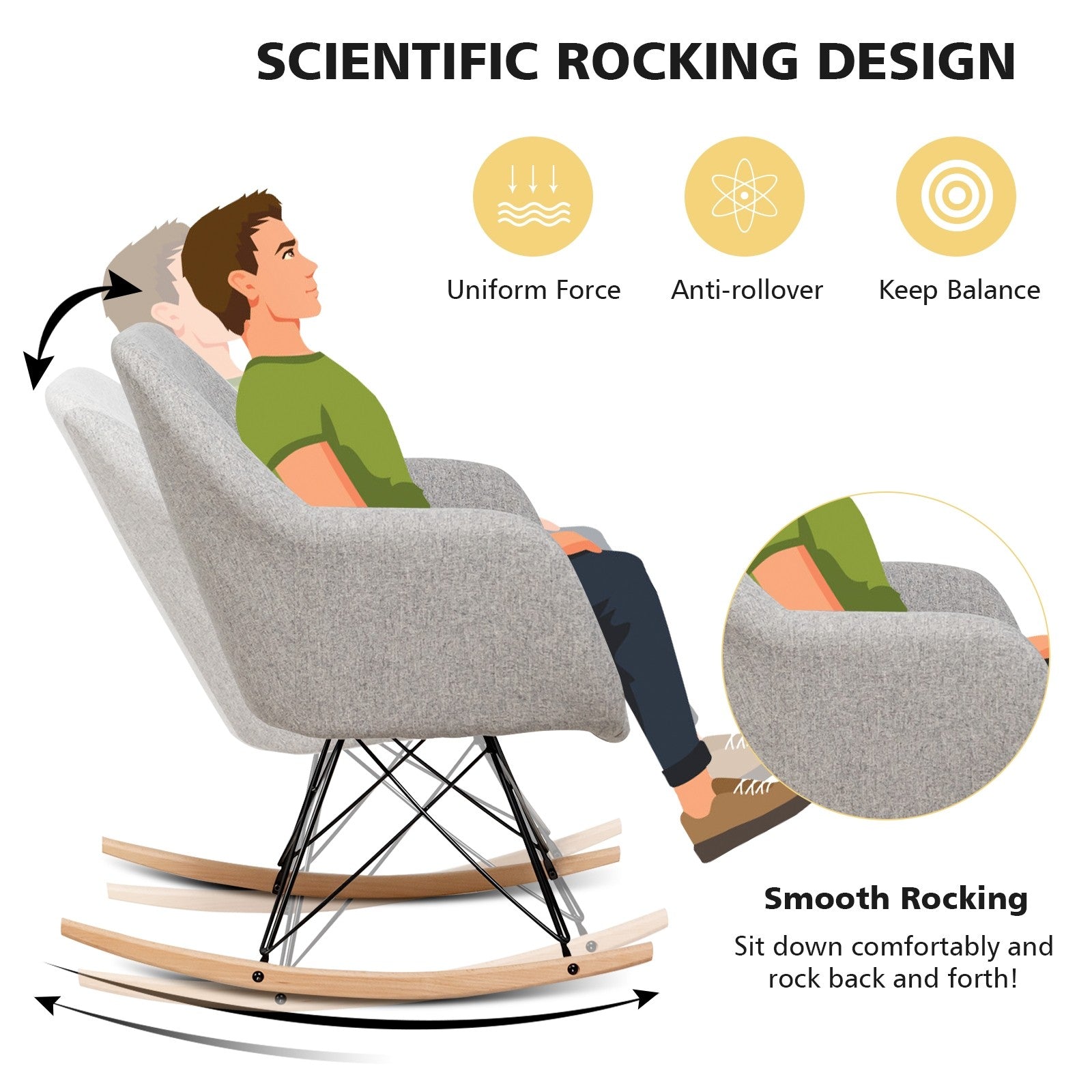 Accent Rocking Chair with Cushion - Giantexus