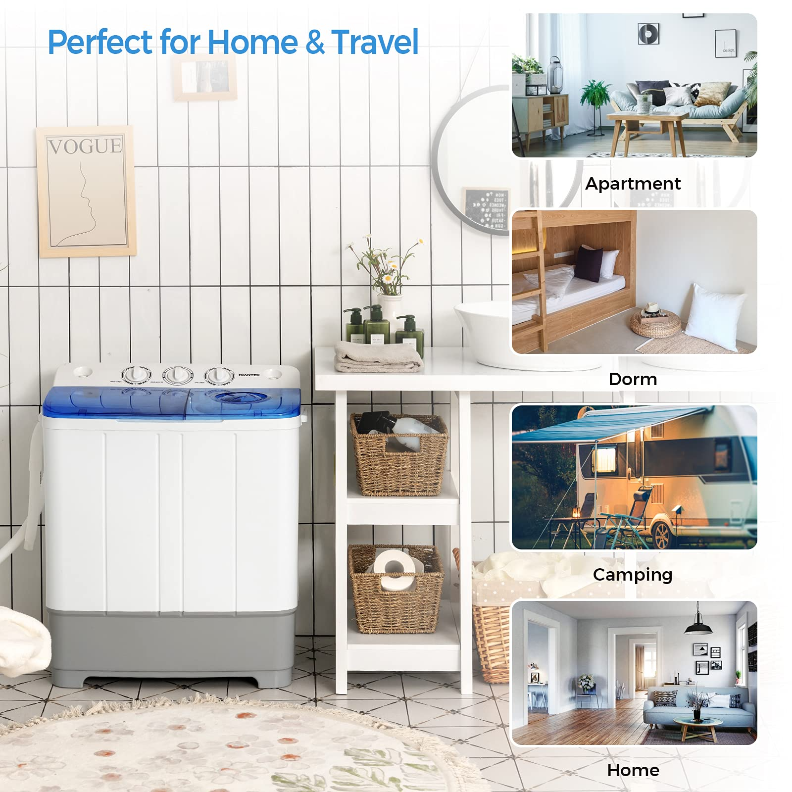 Dorm Apartment Semi-Automatic Twin Tub Mini Washer