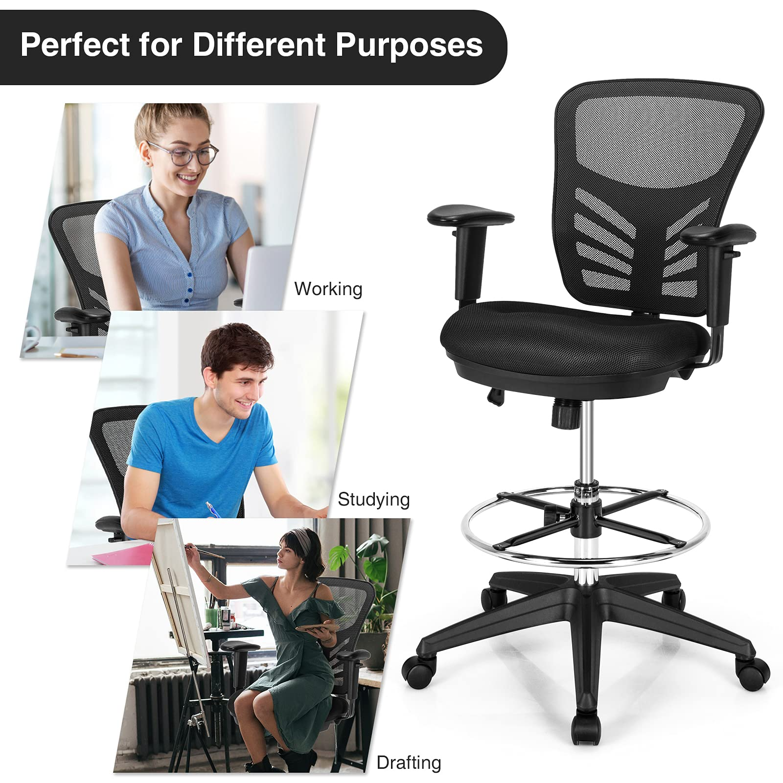 Giantex Mesh Drafting Chair, Standing Desk Chair