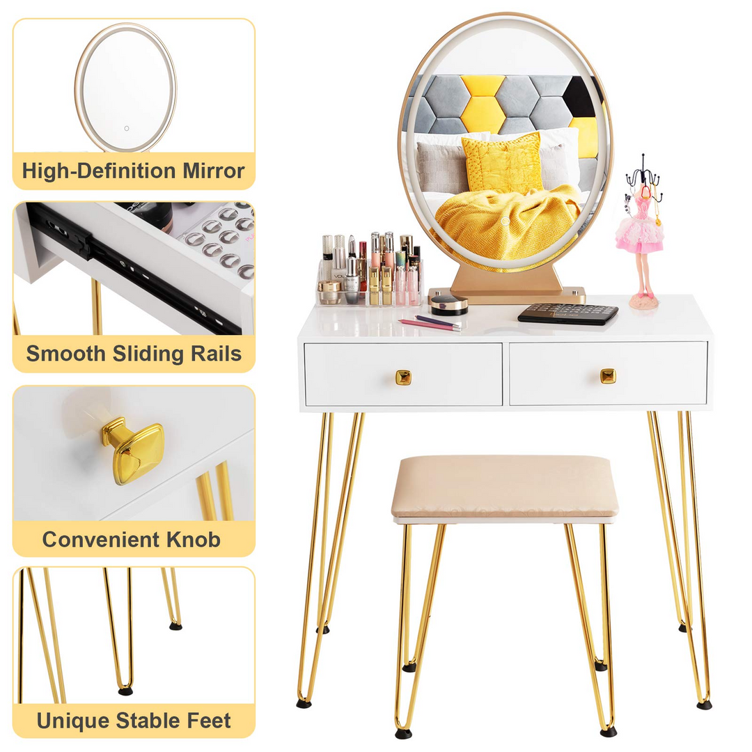 CHARMAID | Vanity Set with Lighted Mirror - Giantexus