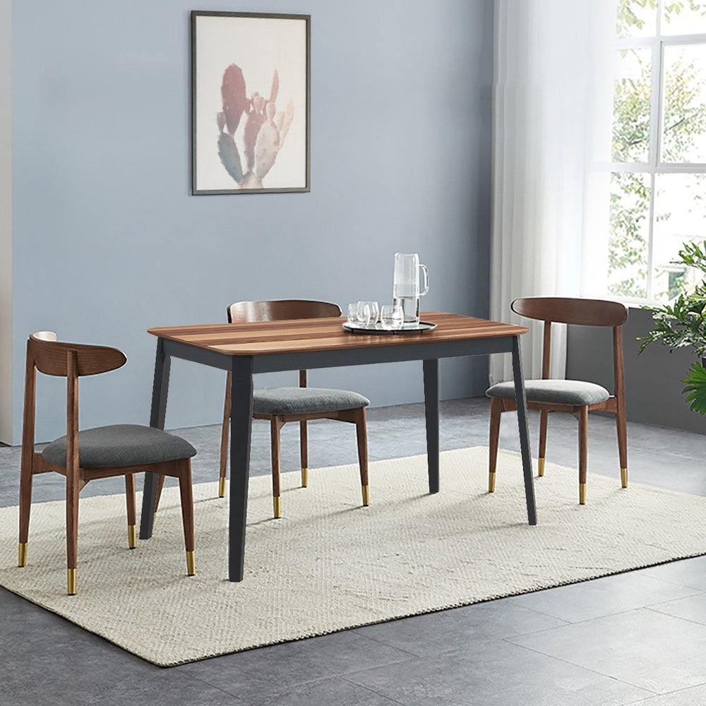Wood Dining Table, Rectangular Kitchen Table (Walnut & Black) - Giantexus