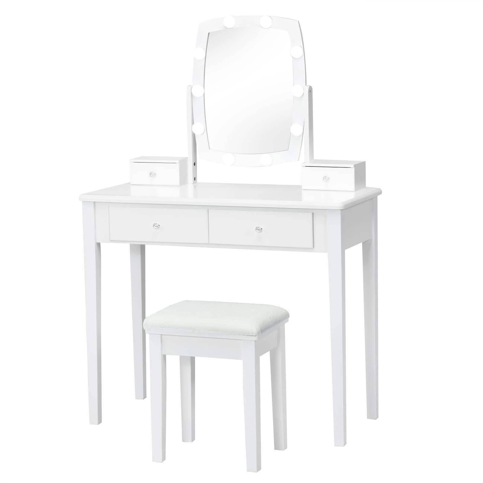 Giantex Modern Bedroom Makeup Desk Dressing Table with Cushioned Stool for Girls Women