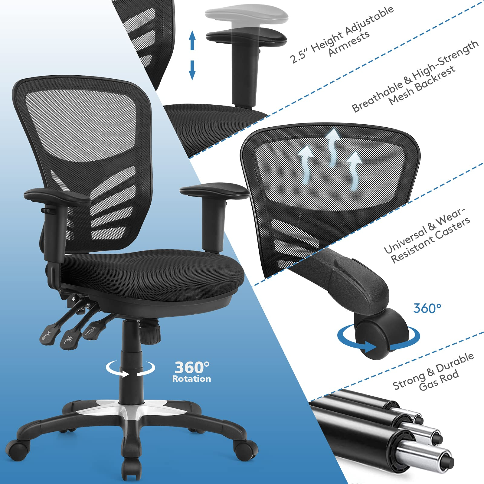 Giantex Seat Tilt Adjustment Office Chair for Working Studying Gaming