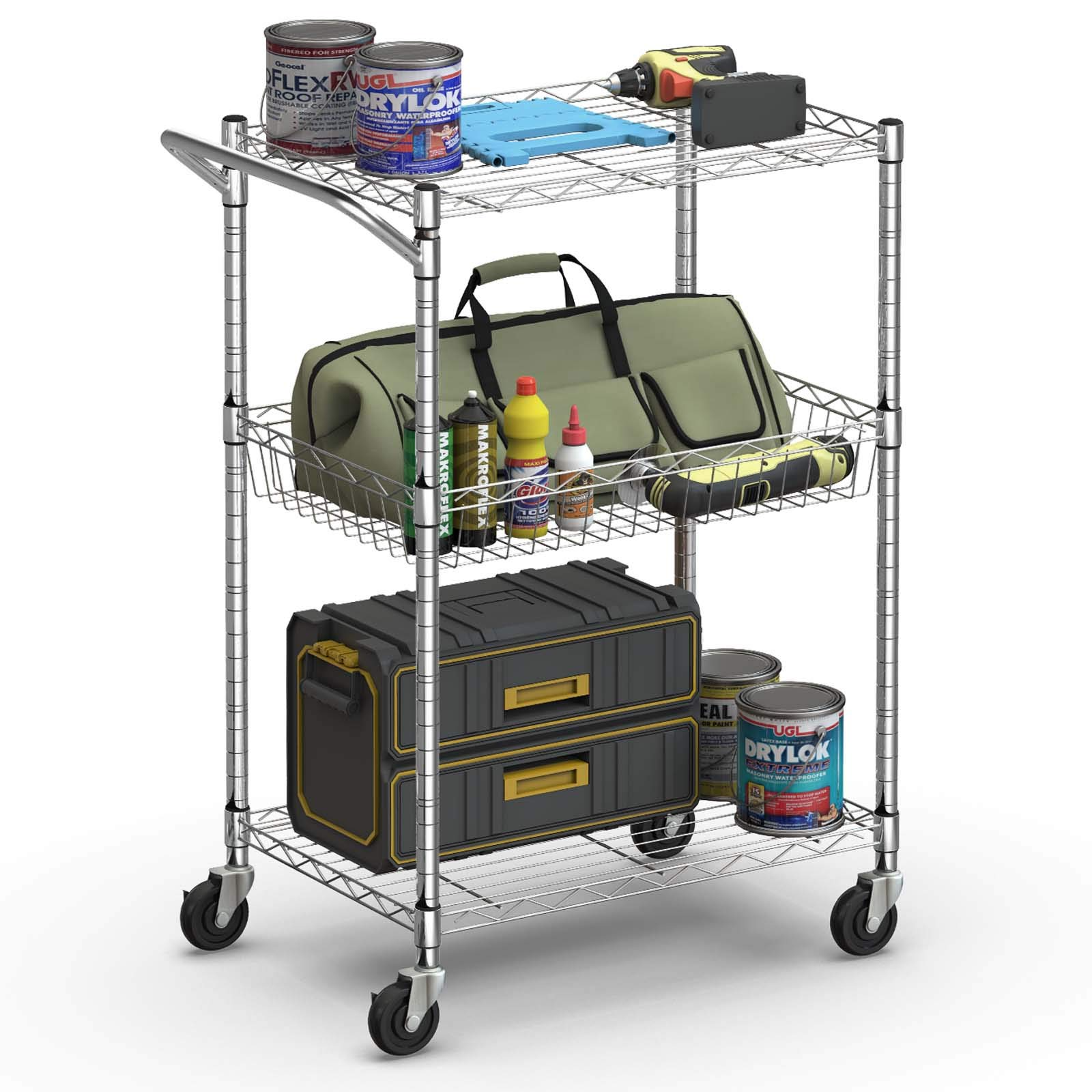 Giantex 3-Tier Rolling Utility Cart, Kitchen Island Cart on Wheels