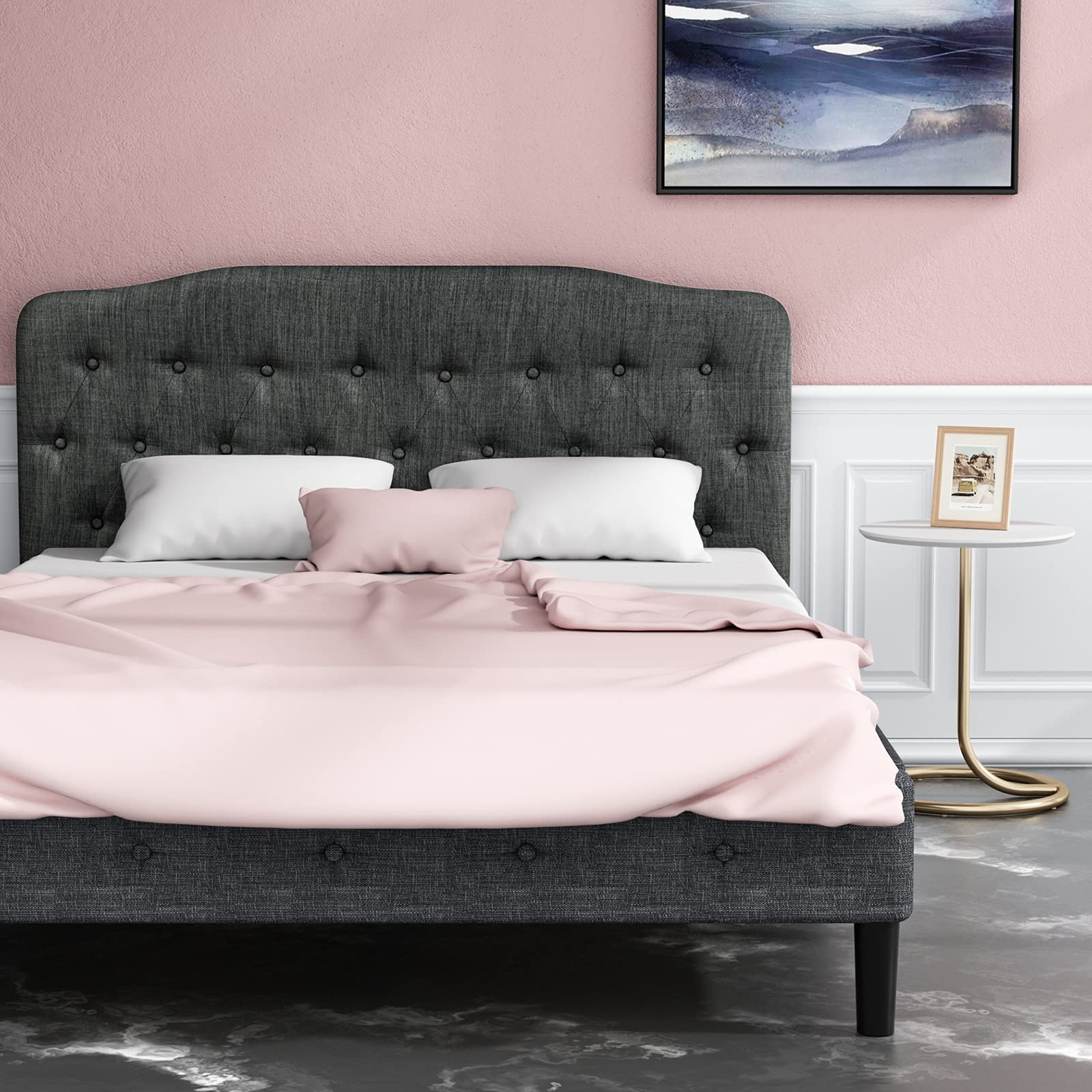 Giantex Upholstered Headboard, Button Tufted Headboard, Queen Size