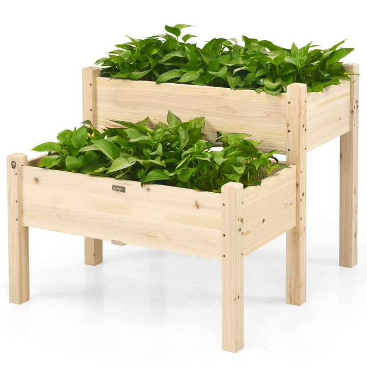 Set of 2 Raised Garden Bed, 34" x 33.5" x 28.5" (L x W x H)