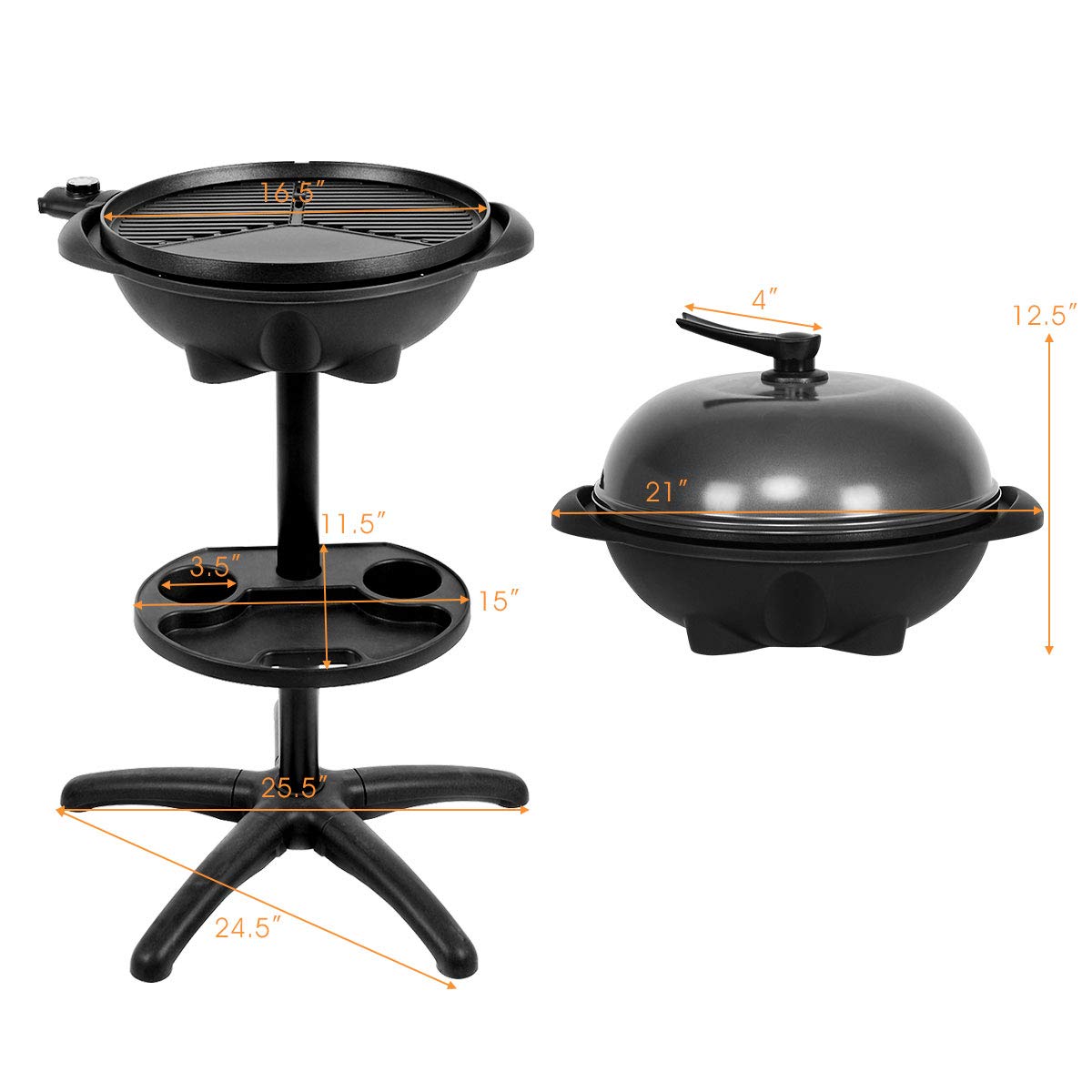 Giantex 1350W Electric BBQ Grill Non-stick w/ 4 Temperature Setting Outdoor Garden Patio Camping