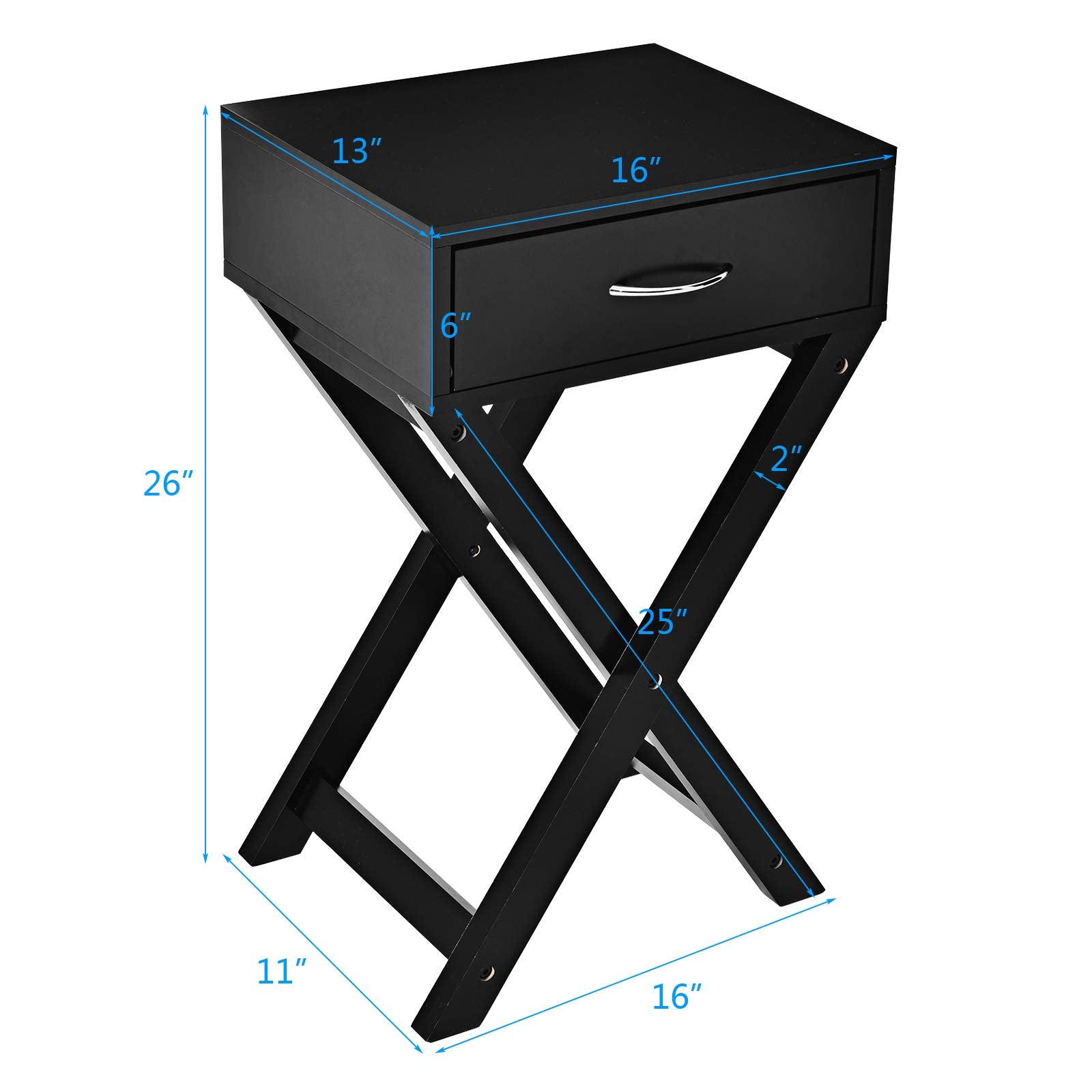 Giantex Nightstand with Drawer X-Shaped Design Sofa Side Table