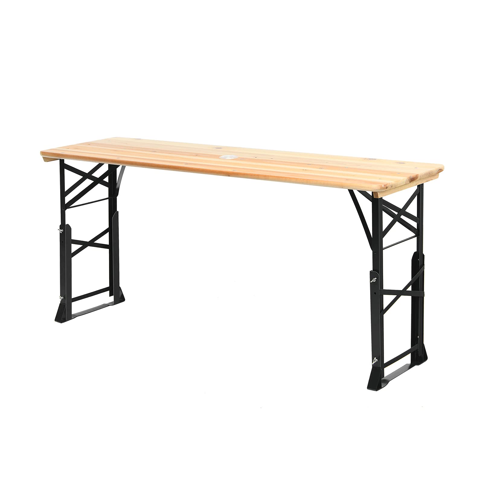 Giantex Folding Picnic Table, Wood Outdoor Table with Umbrella Hole