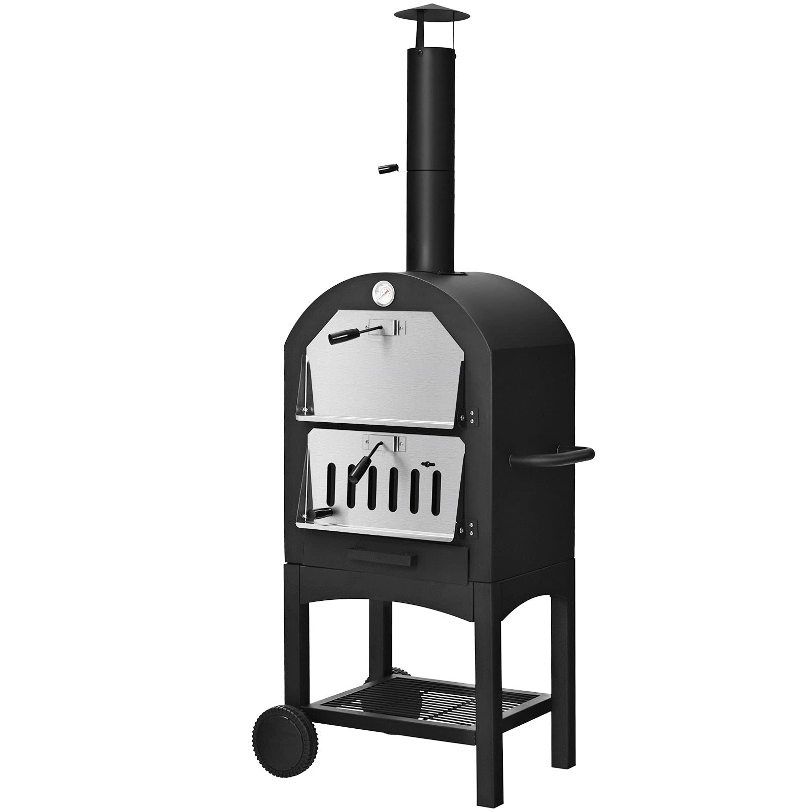 Giantex Pizza Oven Outdoor, Wood Fire Pizza Grill Maker with Waterproof Cover