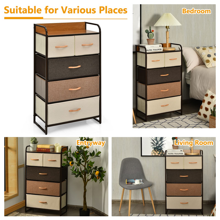 Giantex Sturdy Steel Frame & Wooden Top Vertical Organizer Unit for Closets, Bedroom Utility Dresser Chest (23 x 11.5 x 39 inch)