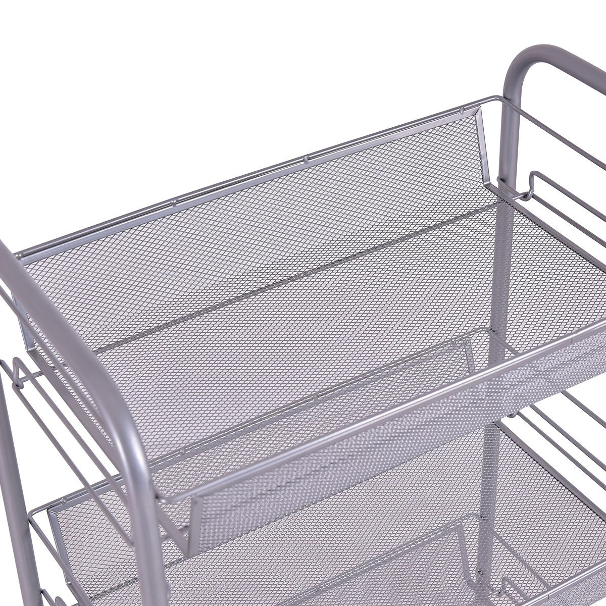 Giantex Storage Rack Trolley Cart Home Kitchen Organizer Utility Baskets (4 Tier, Silver)