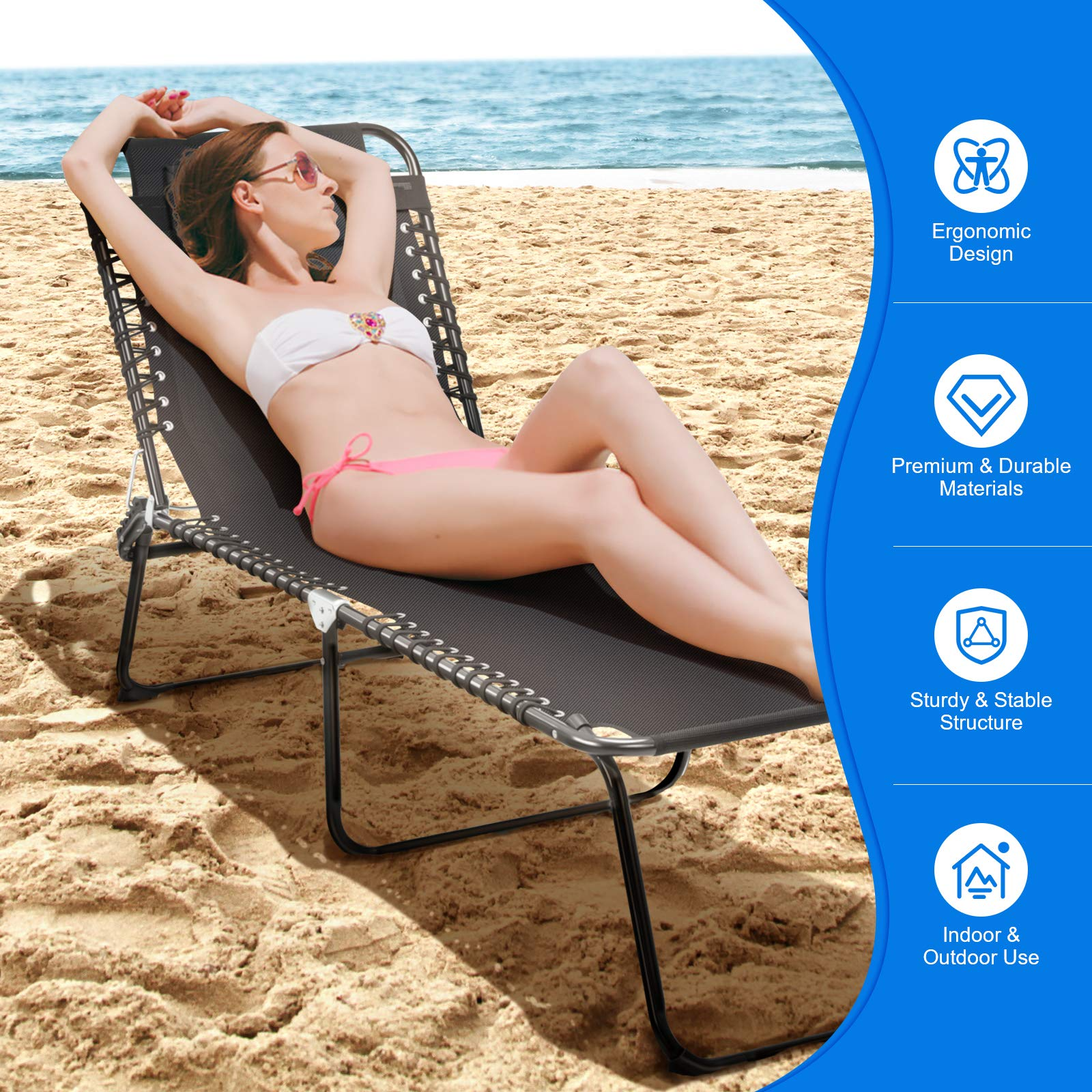 Giantex Outdoor Chaise Lounge Adjustable Sunbathing Seat